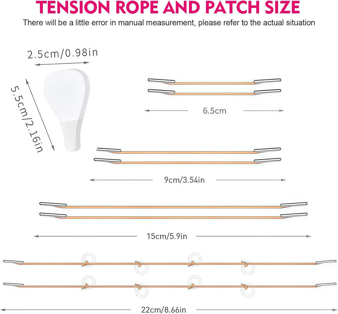 Facelifting Tape Set, 80 Pieces Face Tape & 4 Guy Ropes for Direct V, Facelifting Tape, V Shape, Instant Face, Neck and Eye Lift, Makeup Facelift Tool for Face