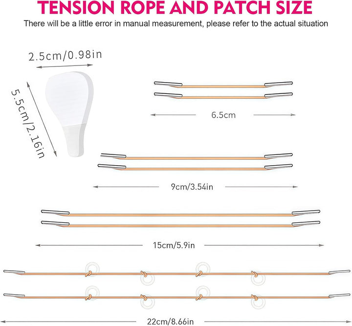 Facelifting Tape Set, 80 Pieces Face Tape & 4 Guy Ropes for Direct V, Facelifting Tape, V Shape, Instant Face, Neck and Eye Lift, Makeup Facelift Tool for Face