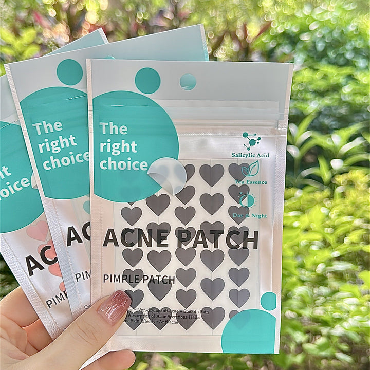 Heart-Shaped Acne Patches – Hydrocolloid Pimple Patch for Day & Night Use (36 Pieces)