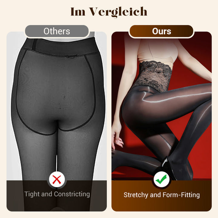 Rosa Lace Stockings Set | 8D Oil-Sheen Fabric, High-Waist Design