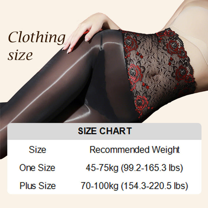 Rosa Lace Stockings Set | 8D Oil-Sheen Fabric, High-Waist Design