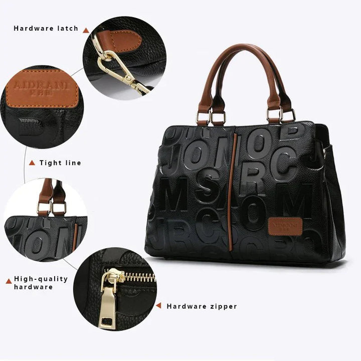 Luxury Black Leather Handbag – Elegant & Spacious Everyday Bag