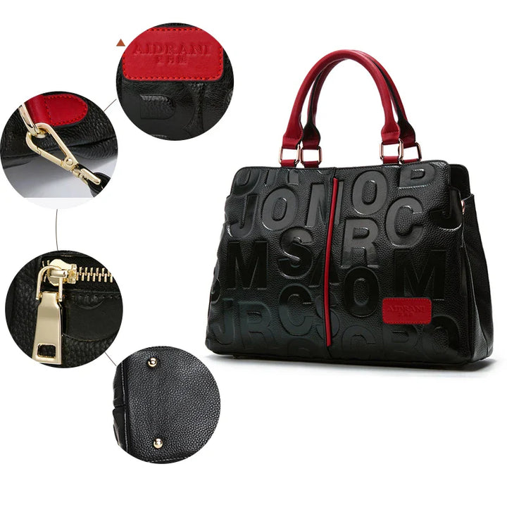 Luxury Black Leather Handbag – Elegant & Spacious Everyday Bag