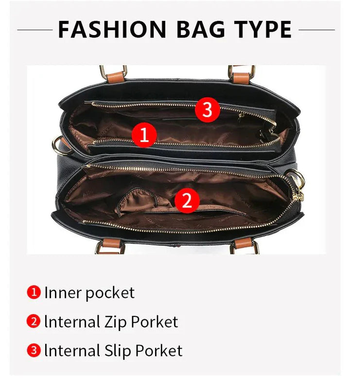 Luxury Black Leather Handbag – Elegant & Spacious Everyday Bag