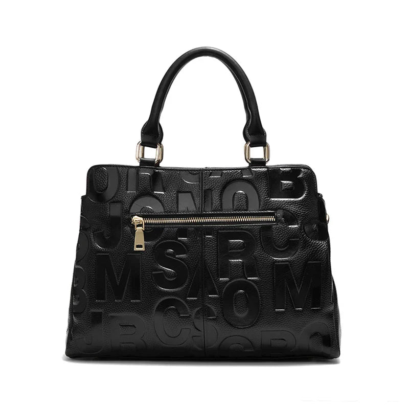 Luxury Black Leather Handbag – Elegant & Spacious Everyday Bag