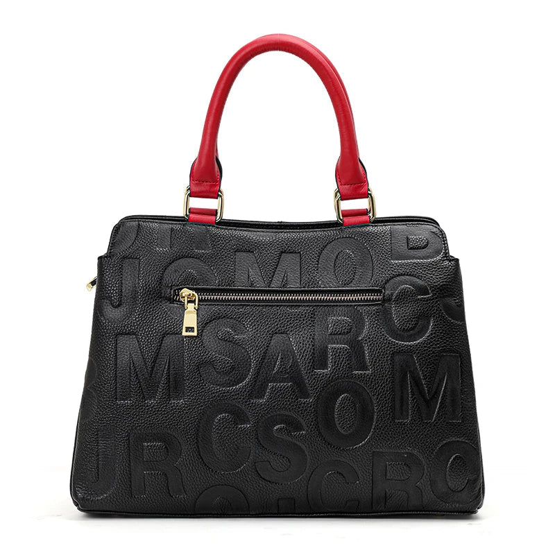 Luxury Black Leather Handbag – Elegant & Spacious Everyday Bag