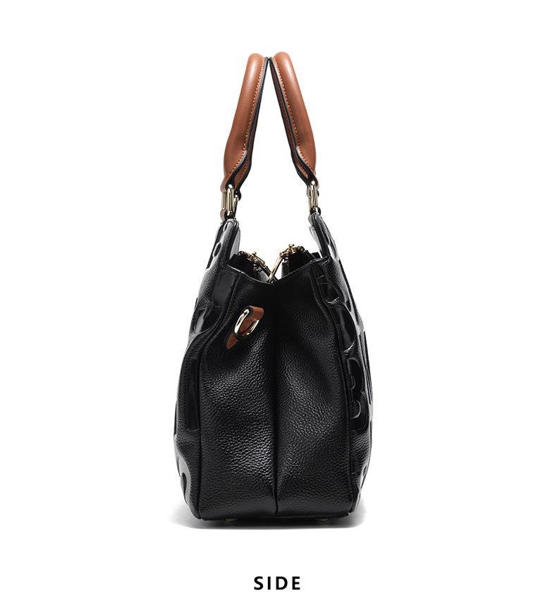Luxury Black Leather Handbag – Elegant & Spacious Everyday Bag
