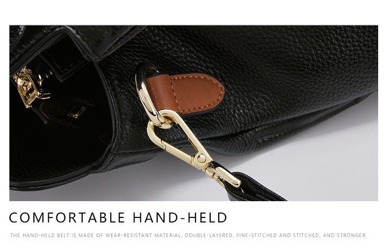 Luxury Black Leather Handbag – Elegant & Spacious Everyday Bag